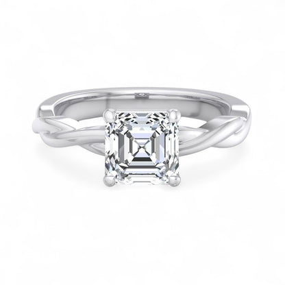  Asscher Cut Lab Grown Diamond Solitaire Ring 