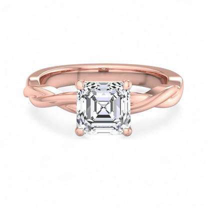 2.00ct  Asscher Cut Diamond Solitaire Ring 