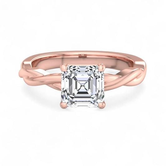 Elegant 2.00ct  Asscher Cut Lab Grown Diamond Solitaire Ring for Engagement