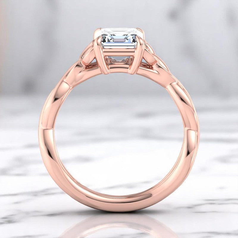 Stylish 1.50ct Asscher Cut Lab Grown Diamond Ring with Infinity Twist