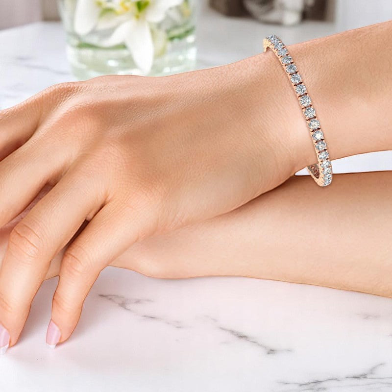 9.00 Ct Elegant Lab Grown Diamond Tennis Bracelet,14K Rose Gold Dainty Sparkling Perfect Gift for Her
