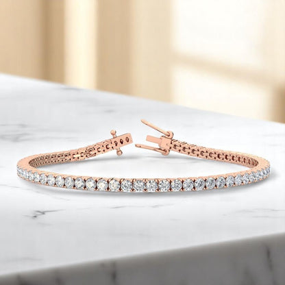 4.0 Carat Lab Grown Diamond Tennis Bracelet, 14K Gold, Stylish Jewelry for Women