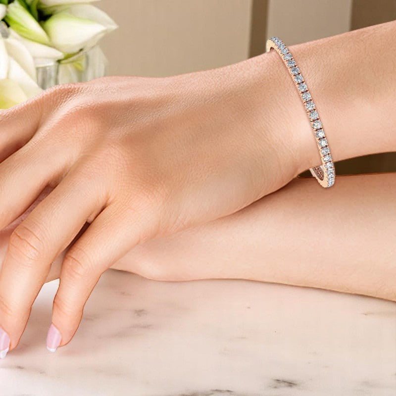 5.00 ct Classic Tennis Style Lab Grown Diamond Bracelet for Women, 14K Gold