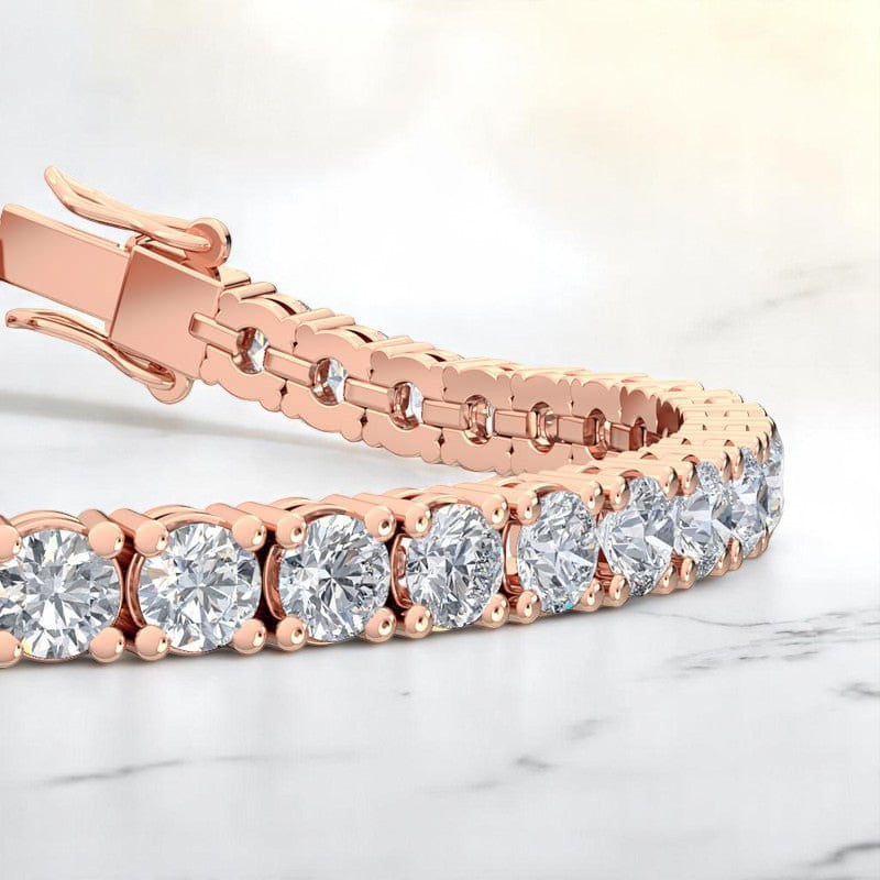 17.00 Carat Round Cut Lab Grown Diamond Tennis Bracelet, 14K Gold, Modern Jewelry Piece