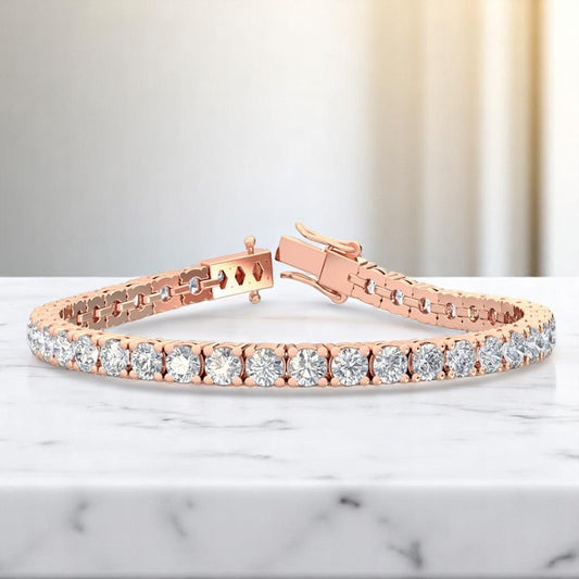 17.00 Carat Round Cut Lab Grown Diamond Tennis Bracelet, 14K Gold, Modern Jewelry Piece
