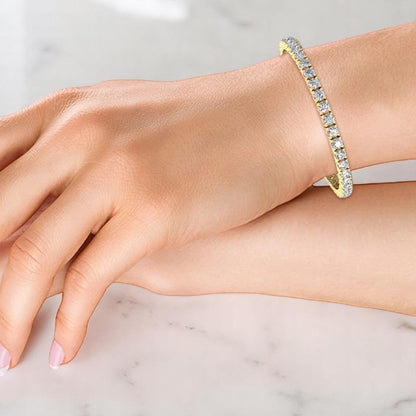 17.00 Carat Round Cut Lab Grown Diamond Tennis Bracelet, 14K Gold, Modern Jewelry Piece