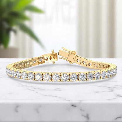 17.00 Carat Round Cut Lab Grown Diamond Tennis Bracelet, 14K Gold, Modern Jewelry Piece