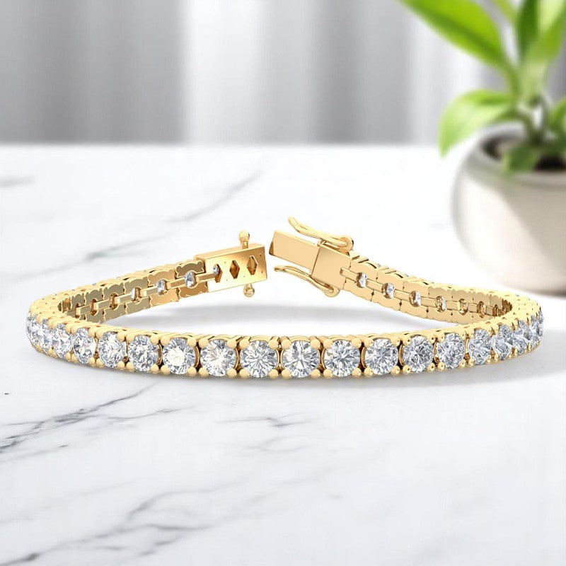 10.00ct Round Cut Lab Grown Diamond Bracelet, 14K Gold, Luxury Jewelry for Gifting