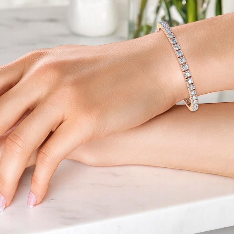 10.00ct Round Cut Lab Grown Diamond Bracelet, 14K Gold, Luxury Jewelry for Gifting