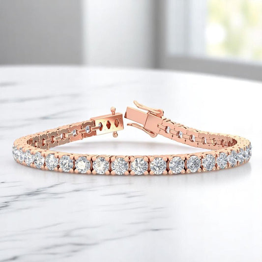 10.00ct Round Cut Lab Grown Diamond Bracelet, 14K Gold, Luxury Jewelry for Gifting