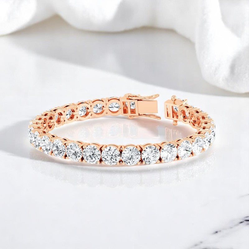 21.00ct Round Cut Elegance Lab Grown Diamond Bracelet, 14K Gold Gift Ready