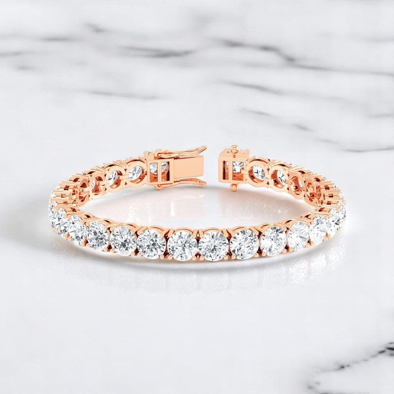 21.00ct Round Cut Elegance Lab Grown Diamond Bracelet, 14K Gold Gift Ready