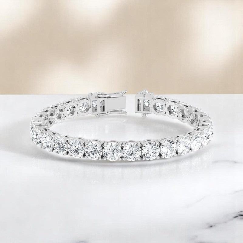 21.00ct Round Cut Elegance Lab Grown Diamond Bracelet, 14K Gold Gift Ready