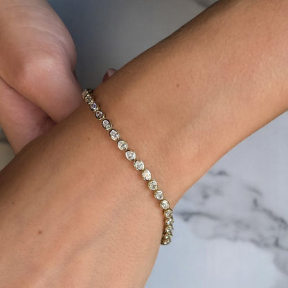 4.00 ct Bezel Set Oval Lab Grown Diamond Tennis Bracelet, 14K Rose Gold, Modern Sustainable Jewelry