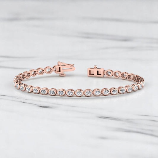 10.00 ct Oval Lab Grown Diamond Tennis Bracelet, 14K Rose Gold, Classic & Modern Jewelry