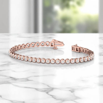 7.00ct Round Cut Lab Grown Diamond Bracelet, Bezel Set Tennis Style, Elegant Gift for Her