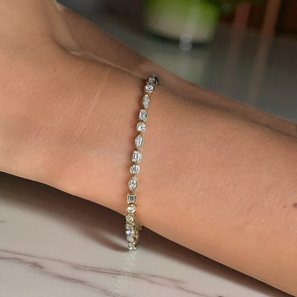 2.00ct Mixed Cut Lab Grown Diamond Bracelet,Elegant Tennis Style