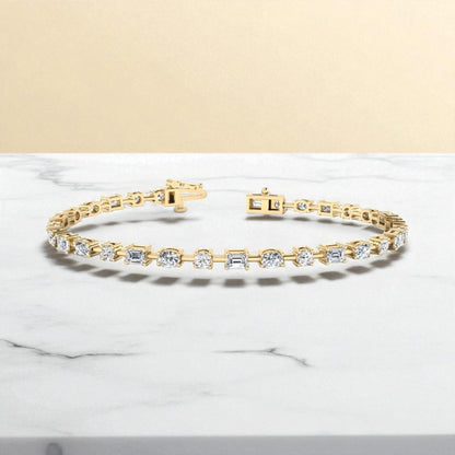 2.00ct Mixed Cut Lab Grown Diamond Bracelet,Elegant Tennis Style