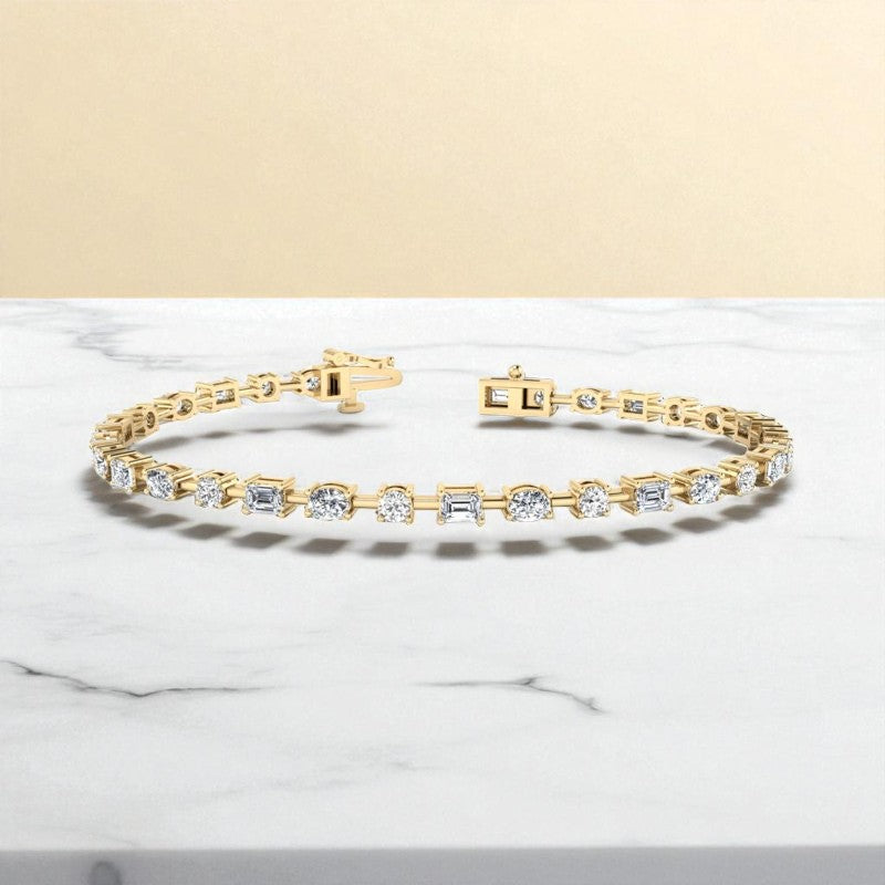 4.00ct Mixed Shape Lab Grown Diamonds Prong Set Tennis Bracelet