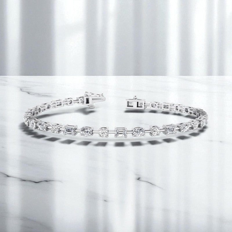 4.00ct Mixed Shape Lab Grown Diamonds Prong Set Tennis Bracelet