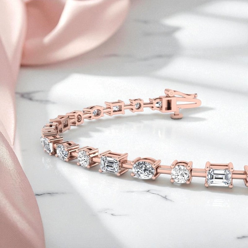 4.00ct Mixed Shape Lab Grown Diamonds Prong Set Tennis Bracelet