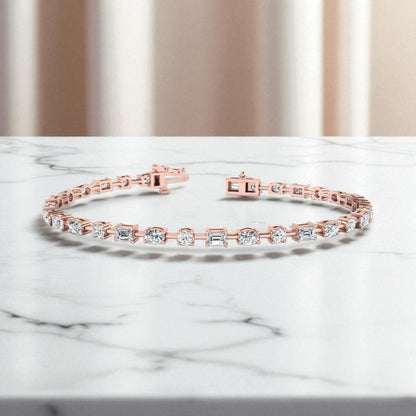 2.00ct Mixed Cut Lab Grown Diamond Bracelet,Elegant Tennis Style