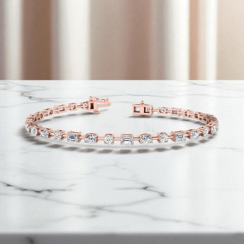 4.00ct Mixed Shape Lab Grown Diamonds Prong Set Tennis Bracelet