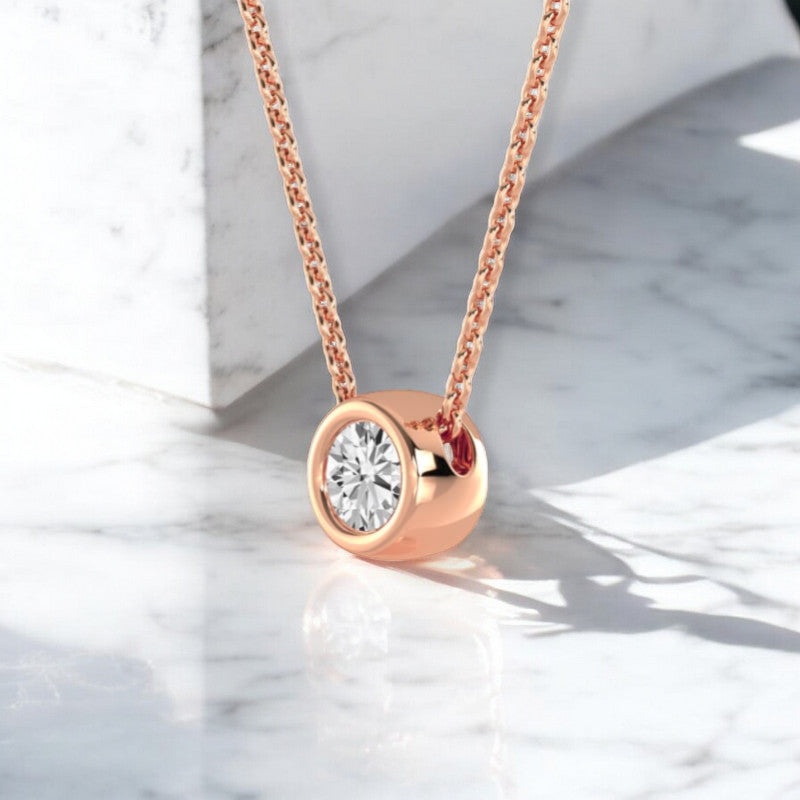 1/5ct Round Cut Solitaire Lab Grown Diamond Bezel Pendant Necklace