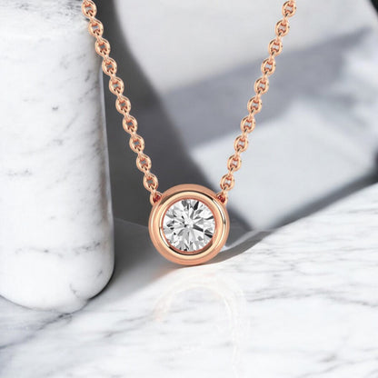 1/5ct Round Cut Solitaire Lab Grown Diamond Bezel Pendant Necklace