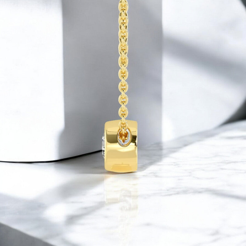 3/4ct Round Cut Classic Solitaire Lab Grown Diamond Bezel Set Pendant Necklace