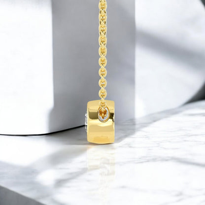 1.50ct Round Cut Classic Solitaire Lab Grown Diamond Pendant Bezel Set Necklace
