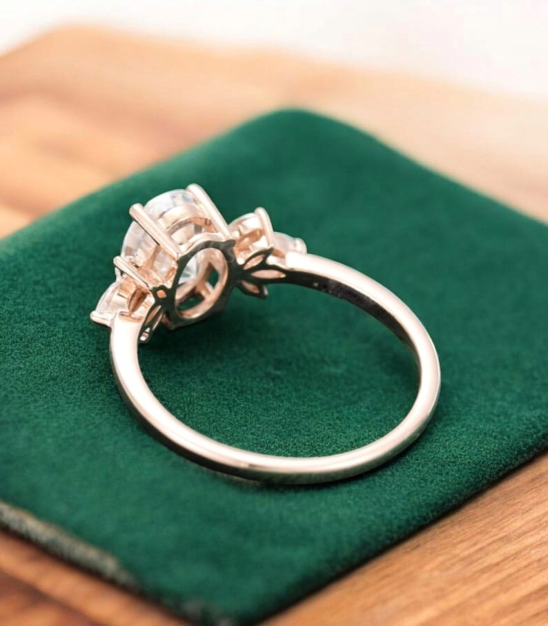 1.25 ct Oval Cut Lab Grown Diamond Engagement Ring • Vintage Marquise Diamond Cluster