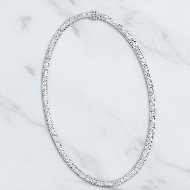 17.50ct Round Cut Lab Grown Diamond Elegant Tennis Style Necklace, 16 inch