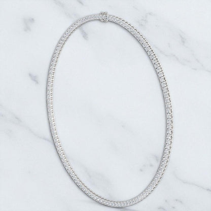 round cut tennis necklace in white gold