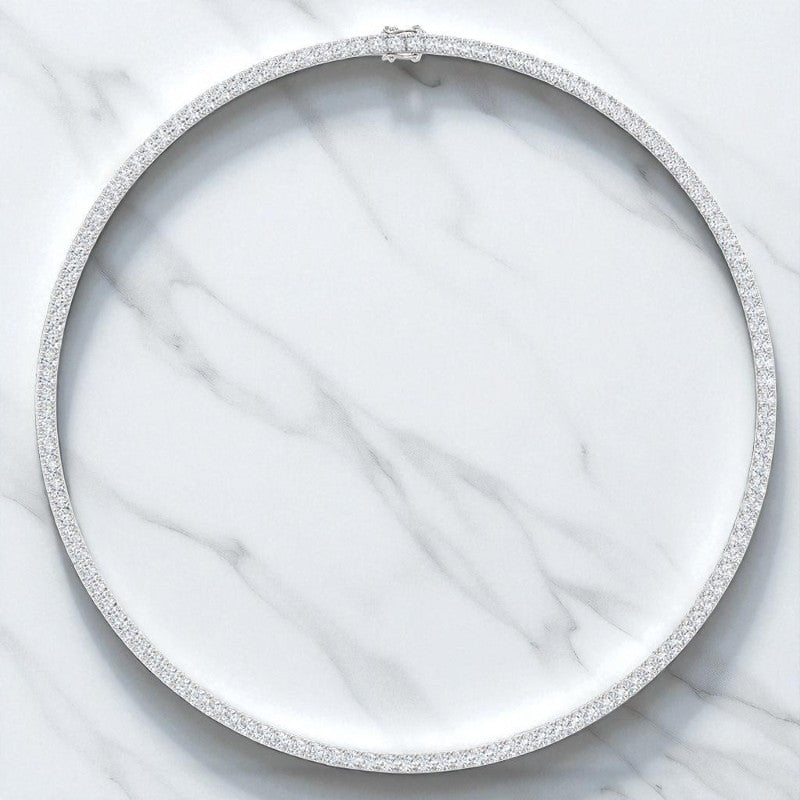 17.50ct Round Cut Lab Grown Diamond Elegant Tennis Style Necklace, 16 inch