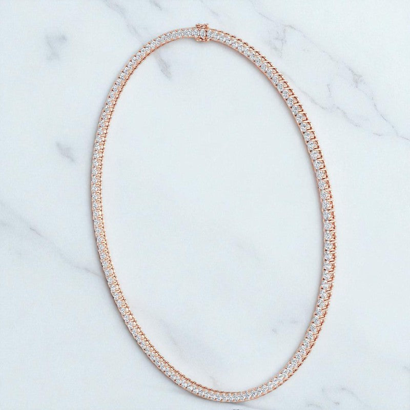 17.50ct Round Cut Lab Grown Diamond Elegant Tennis Style Necklace, 16 inch
