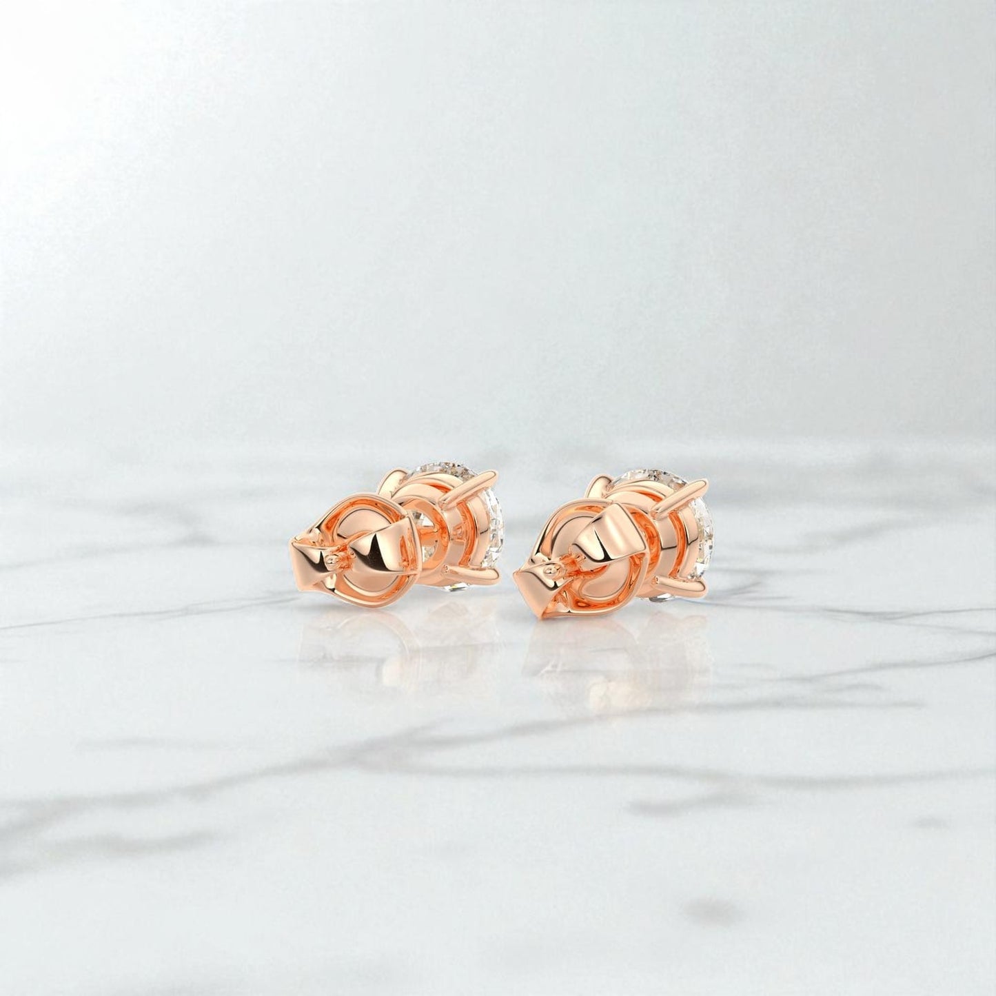 1.00Carat Lab Grown Diamond Stud Earrings •14K  Rose Gold Classic Solitaire Earrings
