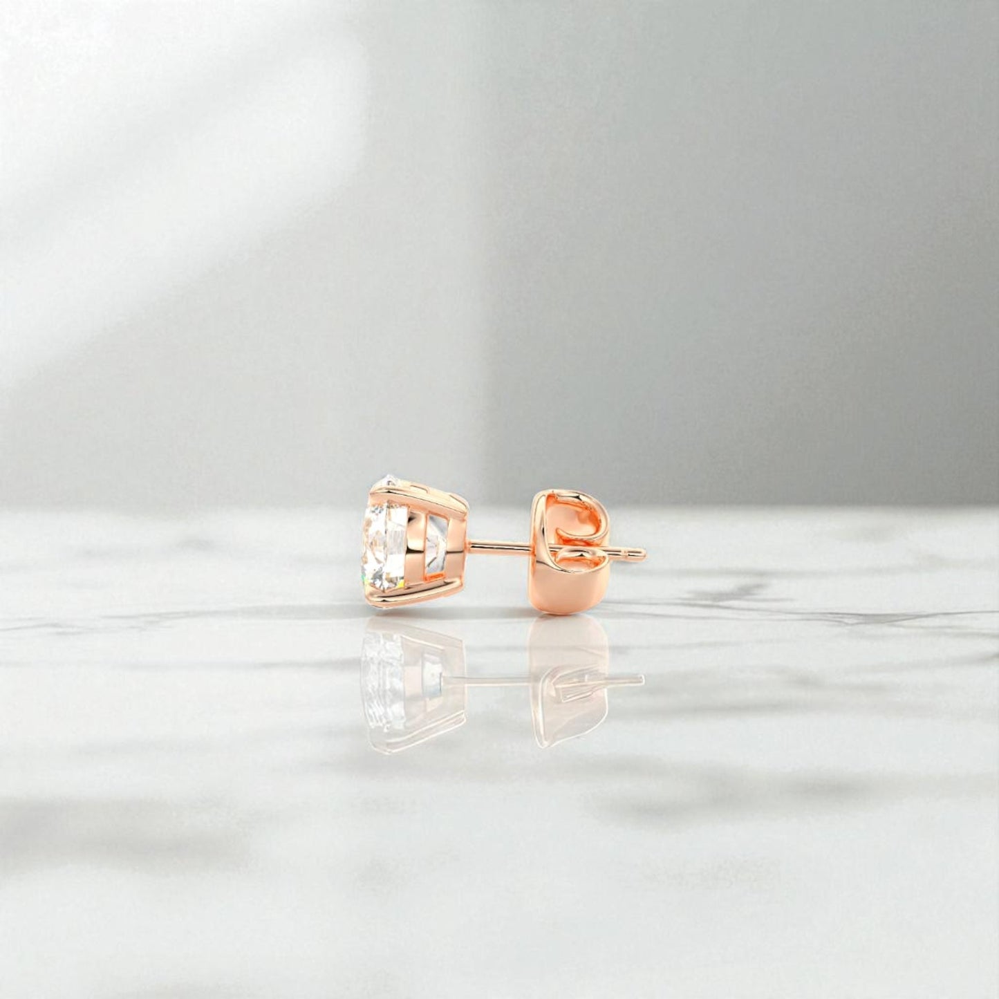 1/2ct Lab Grown Diamond Stud Earrings • 14K Yellow Gold Classic Solitaire Earrings