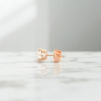 1.50Ct Round Cut Solitaire Lab Grown Diamond Stud Earrings 14K Rose Gold Earrings