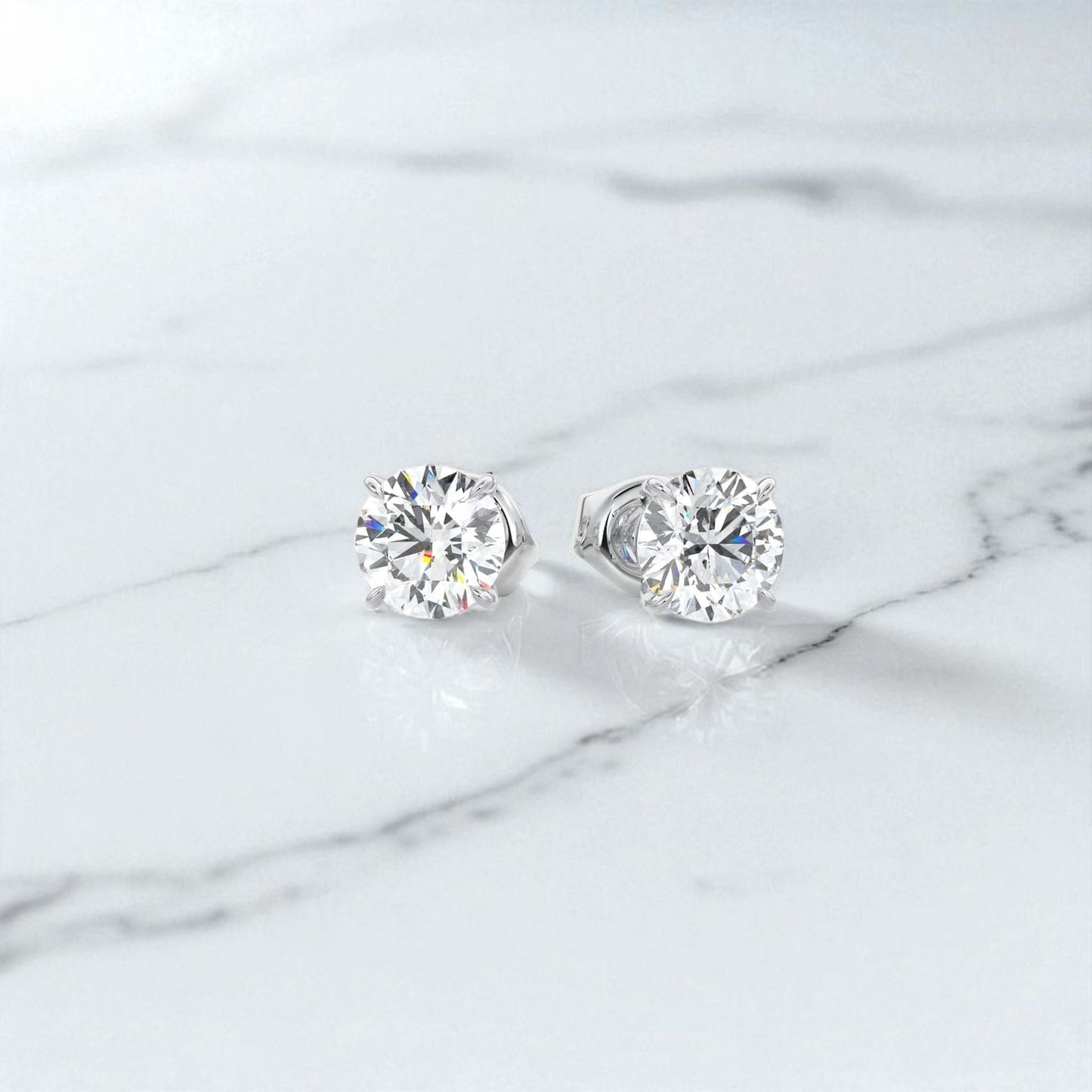 1/2ct Lab Grown Diamond Stud Earrings • 14K Yellow Gold Classic Solitaire Earrings