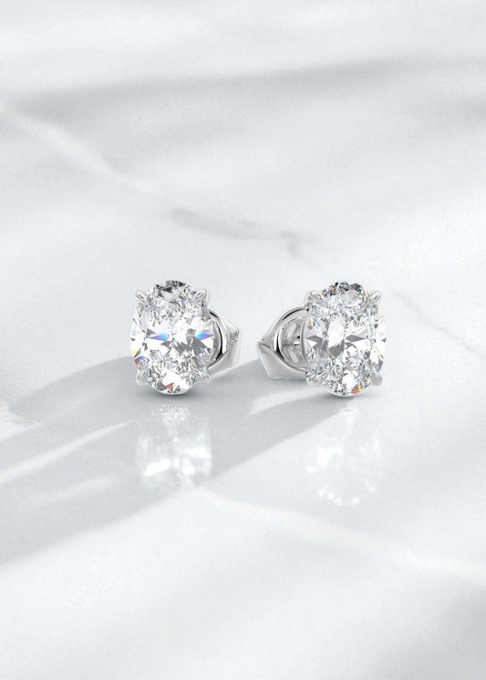 2.00 Ct Oval Cut  Solitaire Lab Grown Diamond Stud Earrings14K Rose Gold Earrings