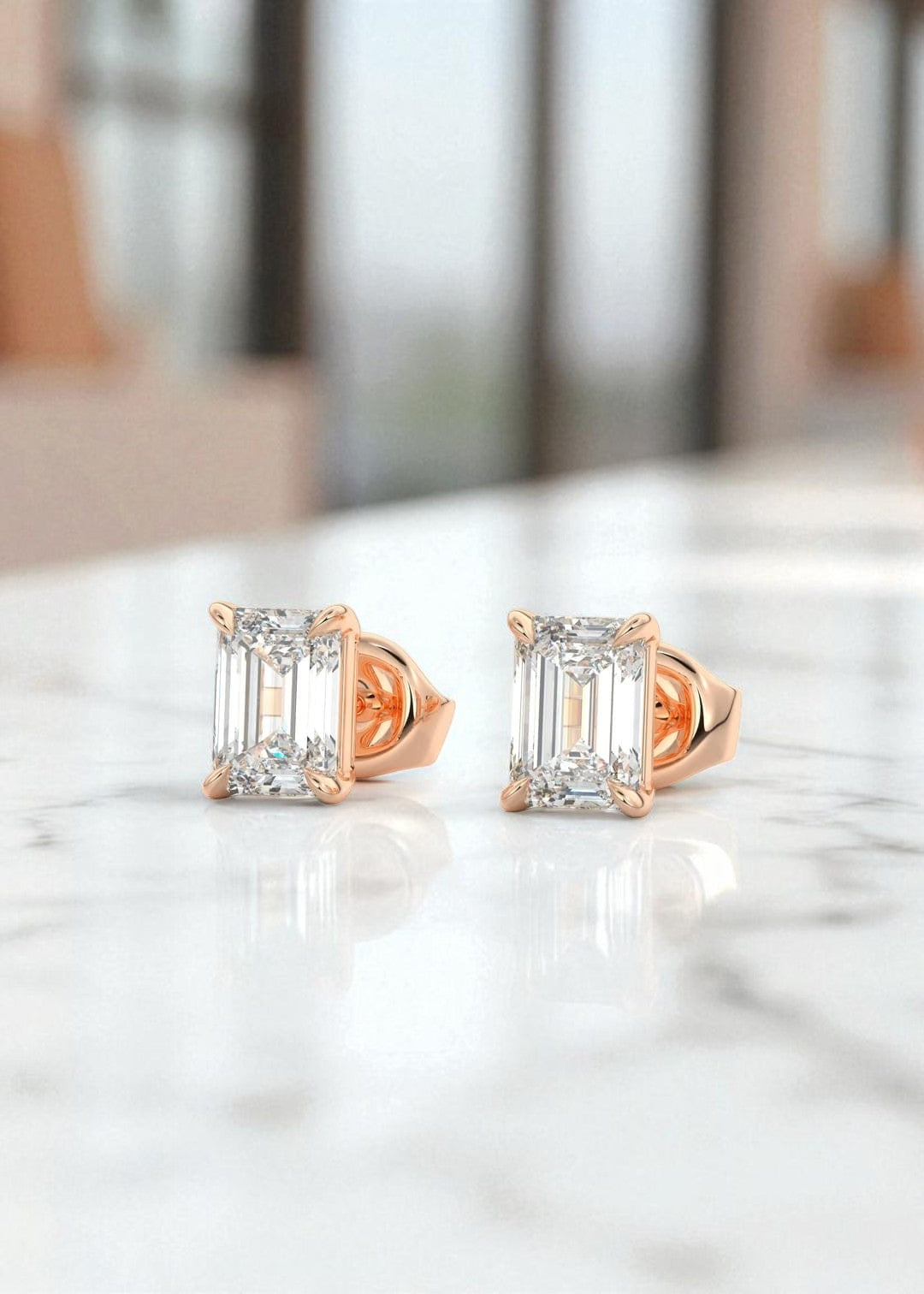 4 ct Emerald-Cut Lab-Grown Diamond Stud Earrings