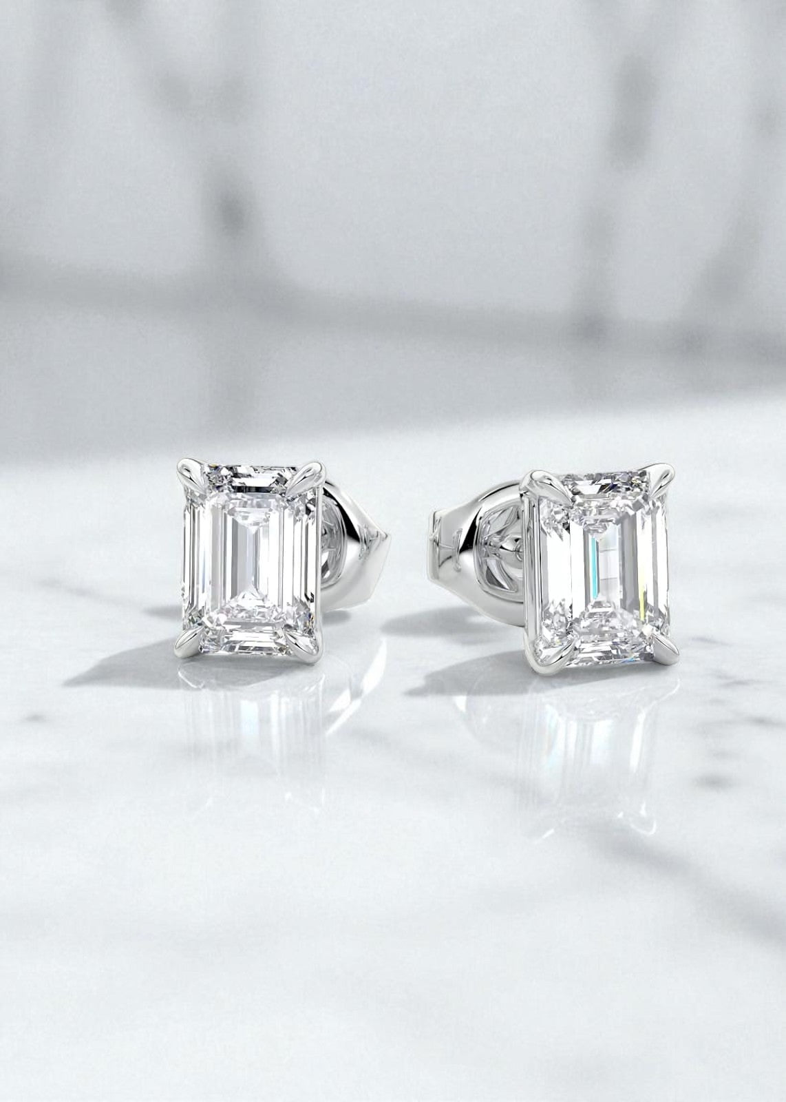 4 ct Emerald-Cut Lab-Grown Diamond Stud Earrings
