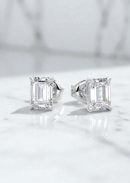 4 ct Emerald-Cut Lab-Grown Diamond Stud Earrings