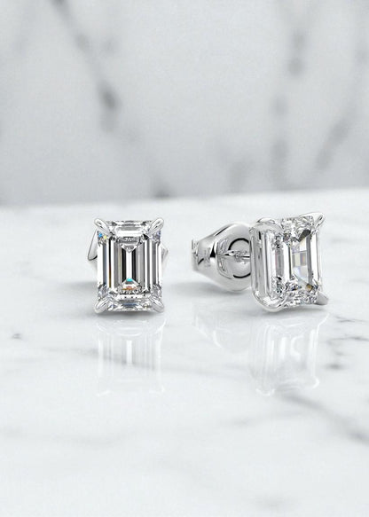 4 ct Emerald-Cut Lab-Grown Diamond Stud Earrings