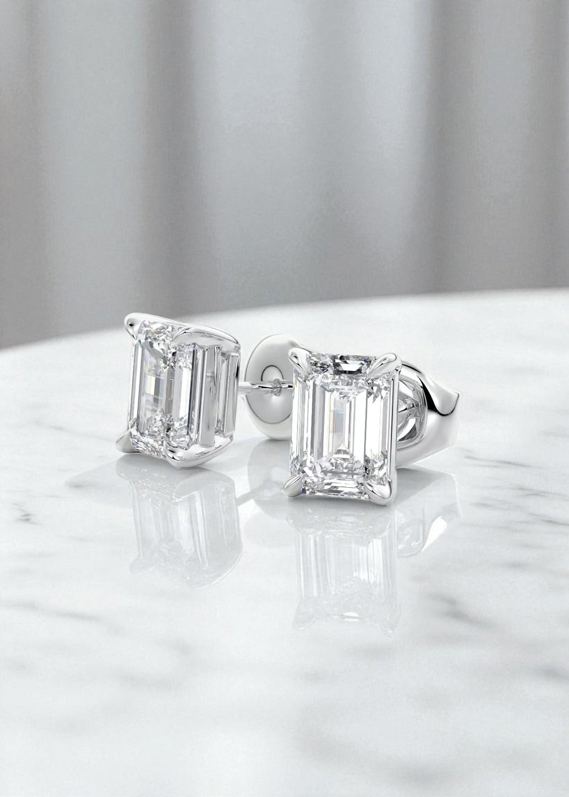 1.00ct Emerald Cut Lab Grown Diamond Stud Earrings
