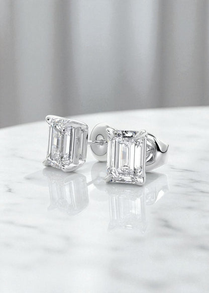 4 ct Emerald-Cut Lab-Grown Diamond Stud Earrings