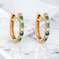 Alternating Lab Grown Diamond and Emerald Petite Hoop Earrings