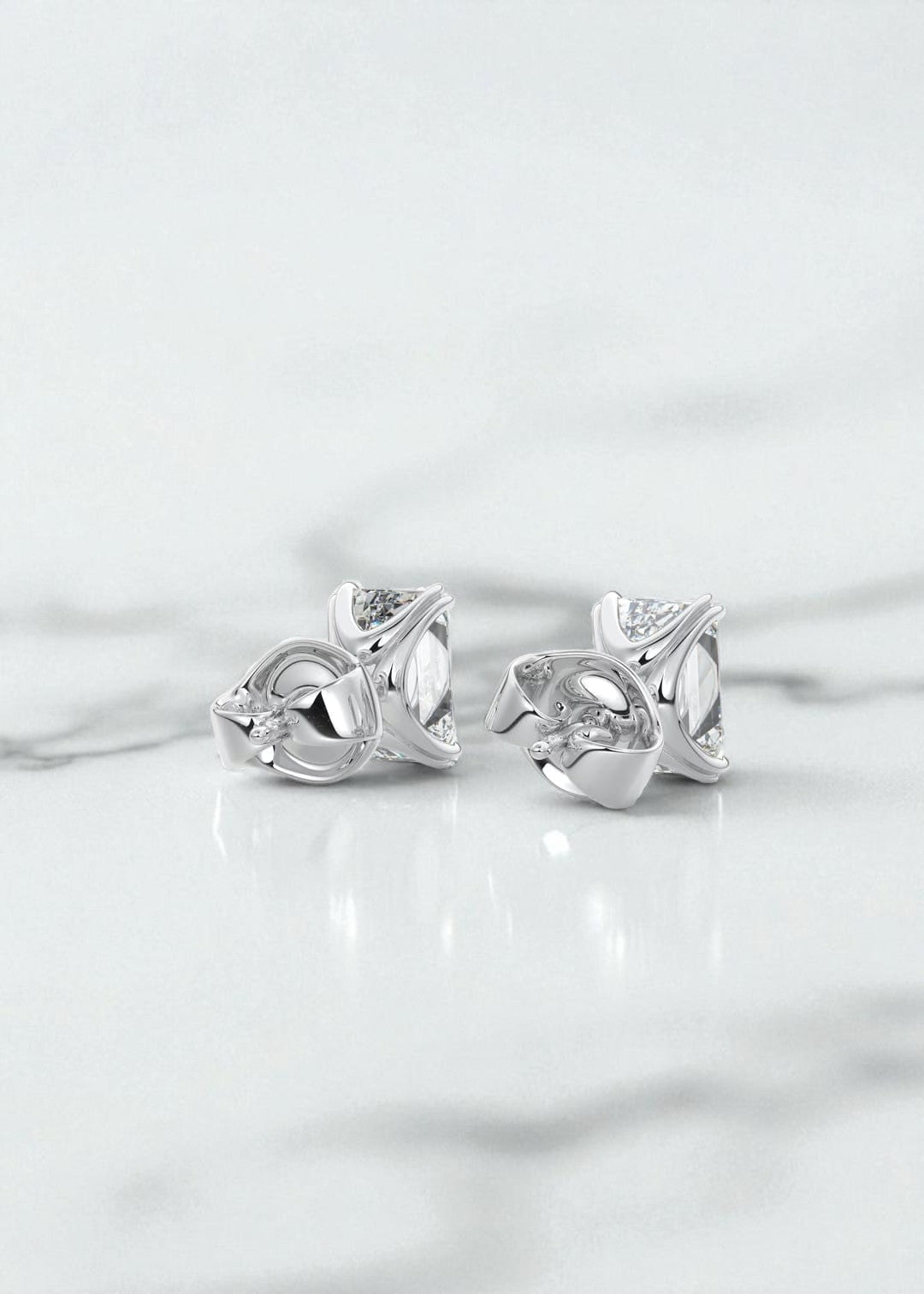 1.50Ct Double Scoop Emerald Cut Solitaire Lab Grown Diamond Stud Earrings