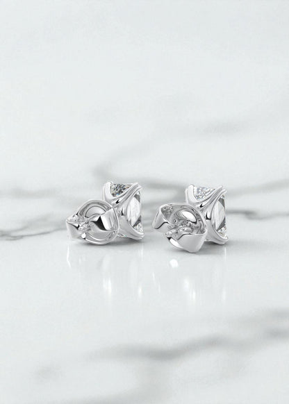 2.50 Ct Double Scoop Emerald Cut Lab-Grown Stud Earrings